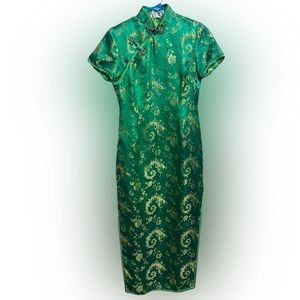 Green Chinese Long Dress Size Small